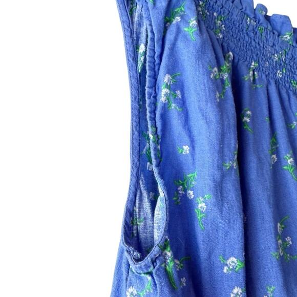 UO Floral Linen Blend One Shoulder Jumpsuit Floral Blue Sz S - Picture 8 of 11